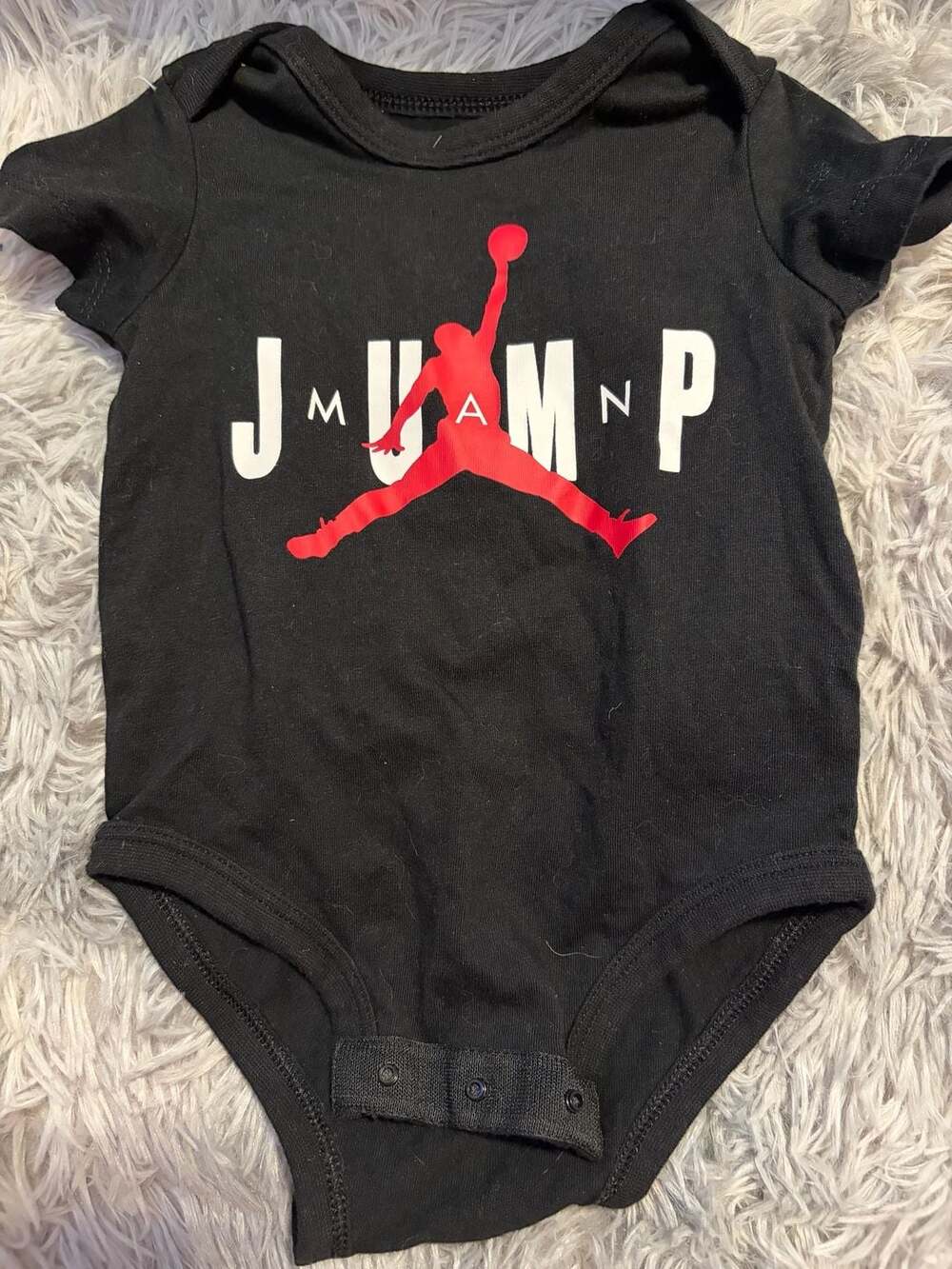 Jordan Baby Bodysuit Black Red Jumpman Logo Size 3-6M